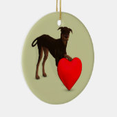Doberman Pinscher met hart Keramisch Ornament (Rechts)