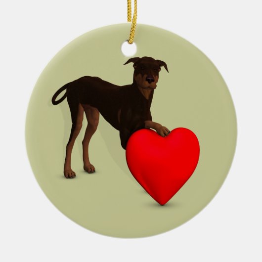 Doberman Pinscher met hart Keramisch Ornament (Voorkant)