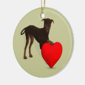 Doberman Pinscher met hart Keramisch Ornament (Links)