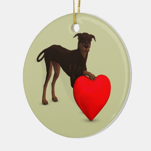 Doberman Pinscher met hart Keramisch Ornament (Links)