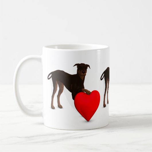 Doberman Pinscher met hart Koffiemok (Links)