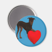 Doberman Pinscher met hart Magneet (Voorkant / Achterkant)