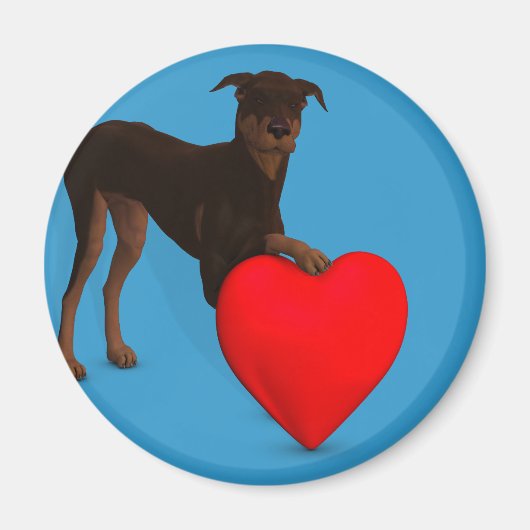 Doberman Pinscher met hart Magneet (Voorkant)