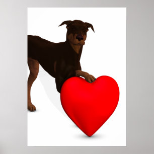 Doberman Pinscher met hart Poster
