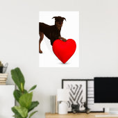 Doberman Pinscher met hart Poster (Thuiskantoor)