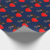 Doberman Pinscher met hartverscheurd patroon Cadeaupapier (Hoek)
