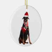 Doberman Pinscher met Petten kerst Keramisch Ornament (Rechts)