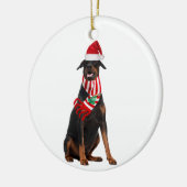 Doberman Pinscher met Petten kerst Keramisch Ornament (Links)