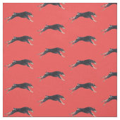 Doberman Pinscher met Red Dog Art Fabric Stof (Swatch)