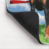 Doberman Pinscher met vlag mousepad Muismat (Hoek)