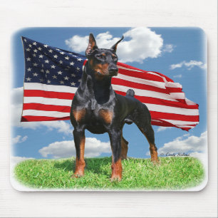 Doberman Pinscher met vlag mousepad Muismat