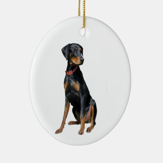 Doberman Pinscher (natuurlijk) Keramisch Ornament (Rechts)