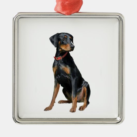 Doberman Pinscher (natuurlijk) Metalen Ornament (Voorkant)