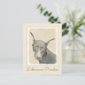 Doberman Pinscher Painting - Originele Dog Art Briefkaart (Staand voorkant)