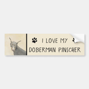 Doberman Pinscher Painting - Originele Dog Art Bumpersticker