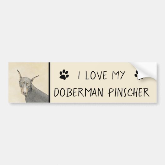 Doberman Pinscher Painting - Originele Dog Art Bumpersticker (Voorkant)