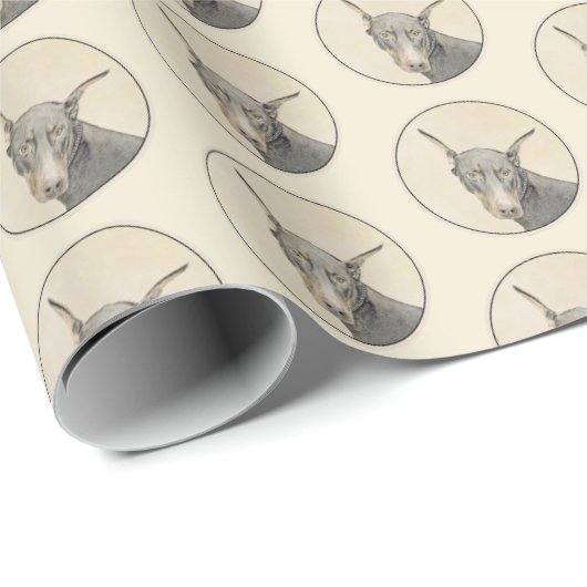 Doberman Pinscher Painting - Originele Dog Art Cadeaupapier (Rol Hoek)