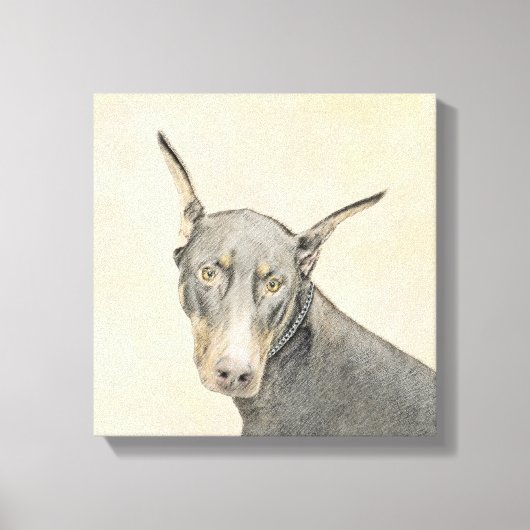 Doberman Pinscher Painting - Originele Dog Art Canvas Afdruk (Voorkant)
