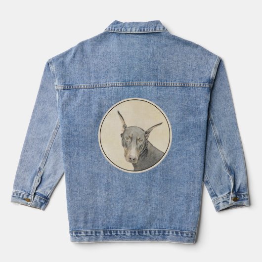 Doberman Pinscher Painting - Originele Dog Art Denim Jacket (Achterkant)