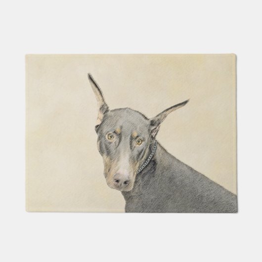 Doberman Pinscher Painting - Originele Dog Art Deurmat (Voorkant)