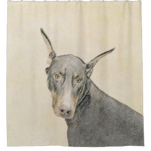 Doberman Pinscher Painting - Originele Dog Art Douchegordijn