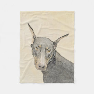 Doberman Pinscher Painting - Originele Dog Art Fleece Deken