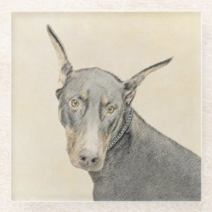Doberman Pinscher Painting - Originele Dog Art Glazen Onderzetter