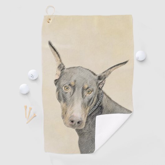 Doberman Pinscher Painting - Originele Dog Art Golfhanddoek (Insitu)