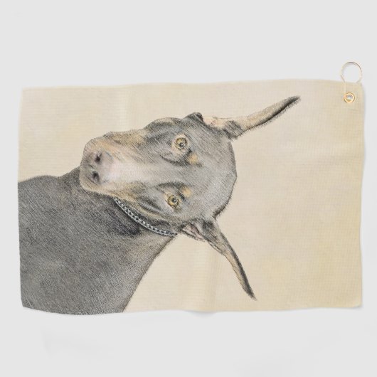 Doberman Pinscher Painting - Originele Dog Art Golfhanddoek (Horizontaal)