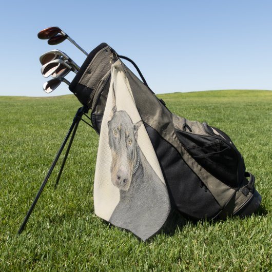 Doberman Pinscher Painting - Originele Dog Art Golfhanddoek (Groen)