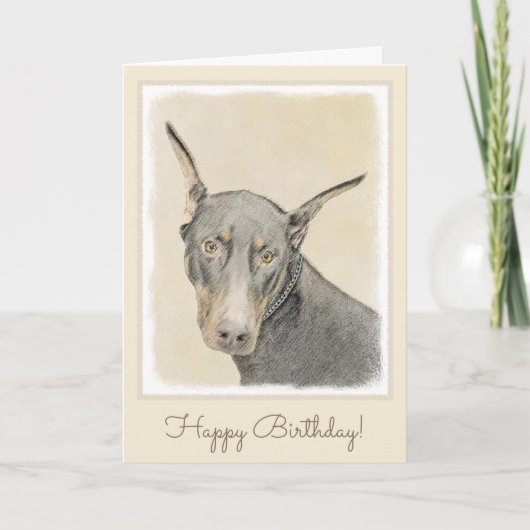 Doberman Pinscher Painting - Originele Dog Art Kaart (Voorkant)
