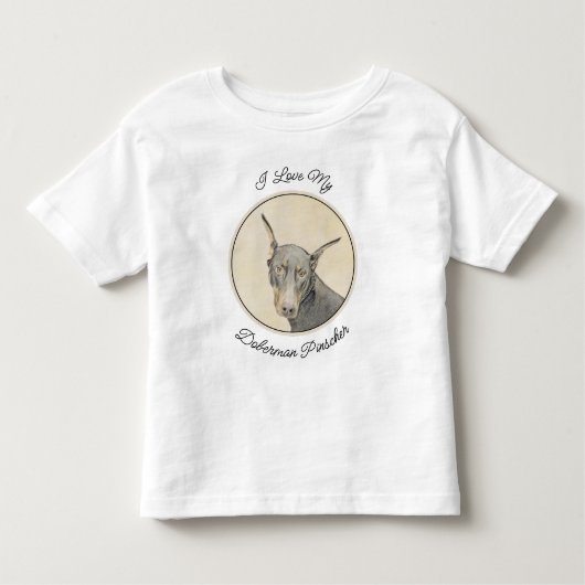 Doberman Pinscher Painting - Originele Dog Art Kinder Shirts (Voorkant)