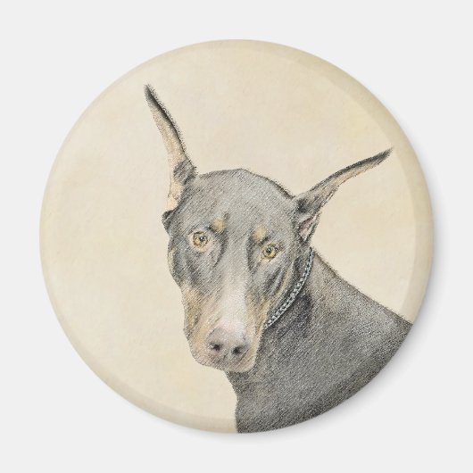 Doberman Pinscher Painting - Originele Dog Art Magneet (Voorkant)