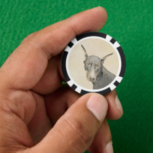 Doberman Pinscher Painting - Originele Dog Art Poker Chips