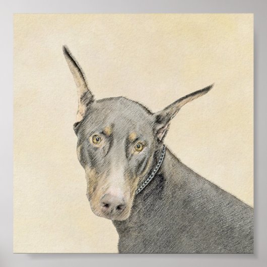 Doberman Pinscher Painting - Originele Dog Art Poster (Voorkant)