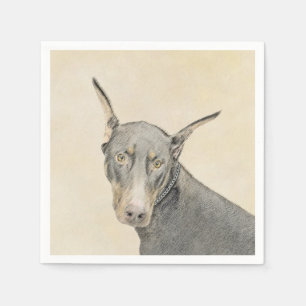 Doberman Pinscher Painting - Originele Dog Art Servet