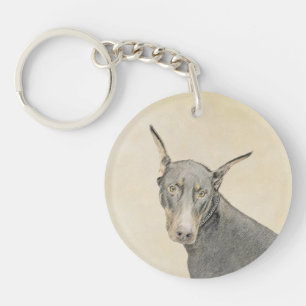 Doberman Pinscher Painting - Originele Dog Art Sleutelhanger