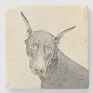 Doberman Pinscher Painting - Originele Dog Art Stenen Onderzetter