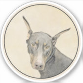 Doberman Pinscher Painting - Originele Dog Art Sticker (Voorkant)