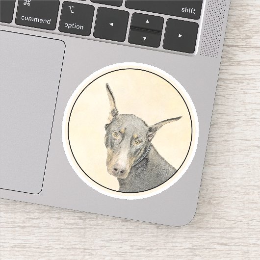 Doberman Pinscher Painting - Originele Dog Art Sticker (Detail)