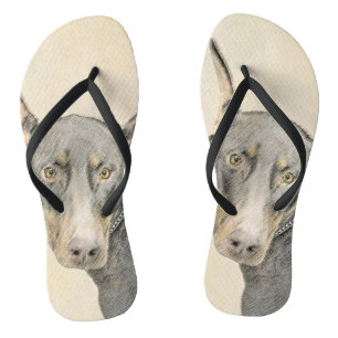Doberman Pinscher Painting - Originele Dog Art Teenslippers