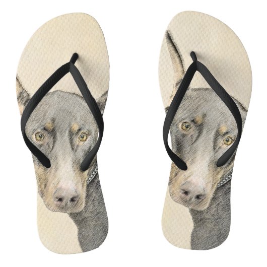Doberman Pinscher Painting - Originele Dog Art Teenslippers (Voetbed)