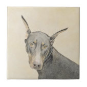 Doberman Pinscher Painting - Originele Dog Art Tegeltje (Voorkant)