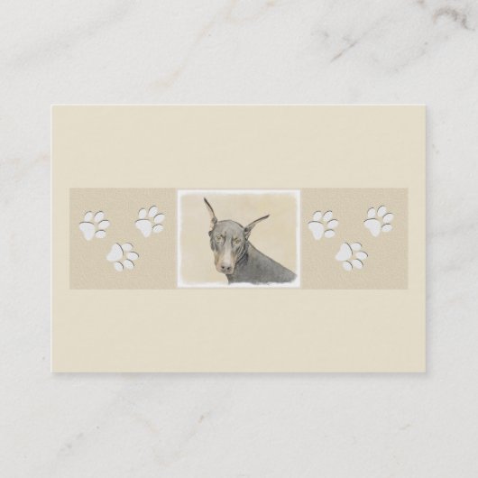 Doberman Pinscher Painting - Originele Dog Art Visitekaartje (Achterkant)