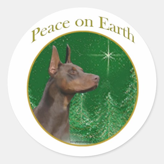 Doberman Pinscher Peace Ronde Sticker (Voorkant)