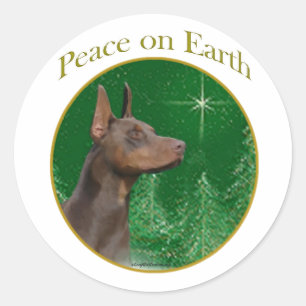 Doberman Pinscher Peace Ronde Sticker
