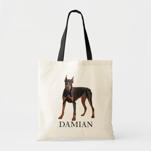 Doberman Pinscher personaliseert Canvas tas (Voorkant)
