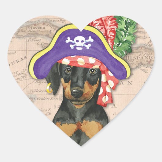 Doberman Pinscher Pirate Hart Sticker (Voorkant)