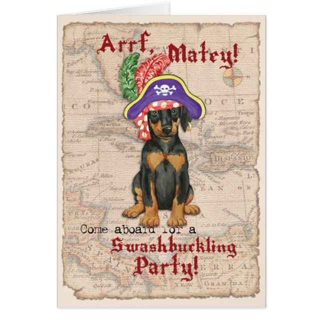 Doberman Pinscher Pirate Invitation (Voorkant)