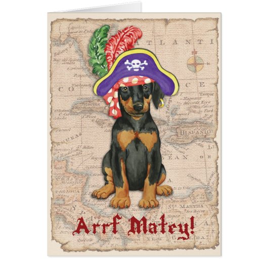 Doberman Pinscher Pirate Kaart (Voorkant)